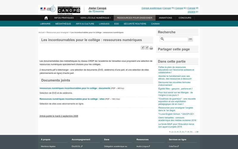 Les incontournables pour le collège : ressources numériques - Atelier Canopé de l'Essonne